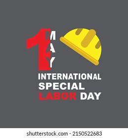 Labor Day logo Poster, banner, brochure or flyer design with stylish text 1st May International special Labor Day on American black shadow background with yellow and white typography creative artwork.