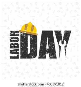 Labor Day logo Poster, banner, brochure or flyer design with stylish text 1st May Happy Labor Day on white pattern background with yellow and Black typography creative artwork