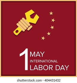 Labor Day logo Poster, banner, brochure or flyer design with stylish text 1st May Happy Labor Day on color full background with yellow and white typography creative artwork