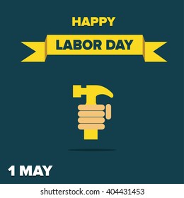 Labor Day logo Poster, banner, brochure or flyer design with stylish text 1st May Happy Labor Day on color full background with yellow and white typography creative artwork