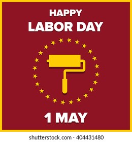 Labor Day logo Poster, banner, brochure or flyer design with stylish text 1st May Happy Labor Day on color full background with yellow and white typography creative artwork