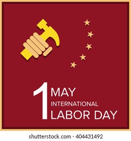 Labor Day logo Poster, banner, brochure or flyer design with stylish text 1st May Happy Labor Day on color full background with yellow and white typography creative artwork