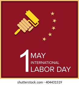 Labor Day logo Poster, banner, brochure or flyer design with stylish text 1st May Happy Labor Day on color full background with yellow and white typography creative artwork