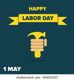 Labor Day logo Poster, banner, brochure or flyer design with stylish text 1st May Happy Labor Day on color full background with yellow and white typography creative artwork