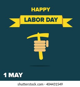 Labor Day logo Poster, banner, brochure or flyer design with stylish text 1st May Happy Labor Day on color full background with yellow and white typography creative artwork