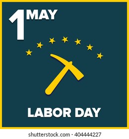 Labor Day logo Poster, banner, brochure or flyer design with stylish text 1st May Happy Labor Day on color full background with yellow and white typography creative artwork