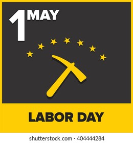 Labor Day logo Poster, banner, brochure or flyer design with stylish text 1st May Happy Labor Day on color full background with yellow and white typography creative artwork