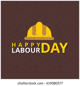 Labor Day logo Poster, banner, brochure or flyer design with stylish text 1st May Happy Labor Day on Green background with yellow and white typography creative artwork