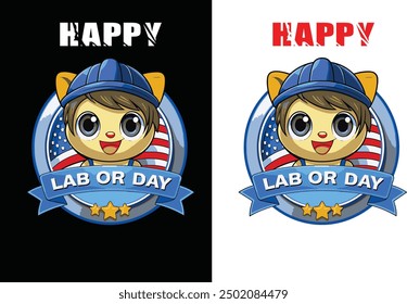 Labor day logo style Vector illustration art.