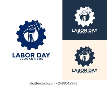 Labor Day Logo vector, Construction, worker logo design template, illustration, poster, flyer, greeting card