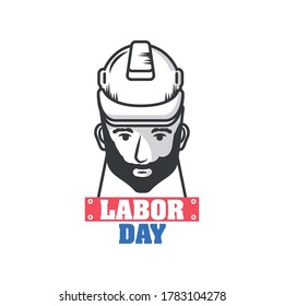 labor day, a male engineer with a helmet vector illustration design