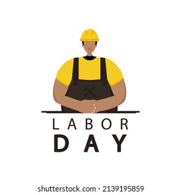Labor day, a man in a construction helmet. 