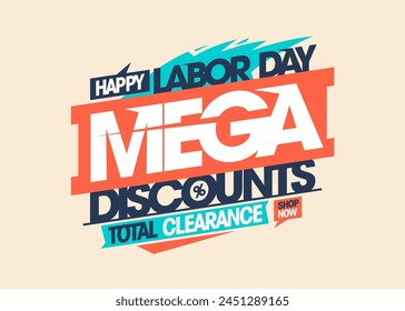 Mega descuentos del día de trabajo, liquidación total - venta de Vector de vacaciones de maqueta de Anuncio