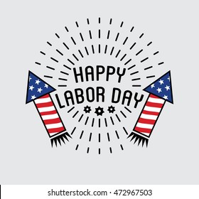 Labor Day National holiday of the United States badge or label design. Vector Illustration.
