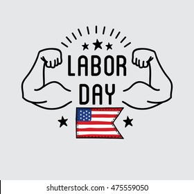 Labor Day National holiday of the United States badge or label design. Vector Illustration.