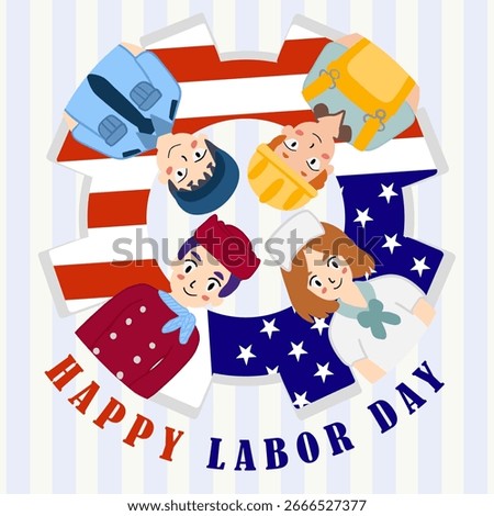 labor day occupation cartoon vector showing cute characters in professional roles with uniforms celebrating careers and work contribution in flat style