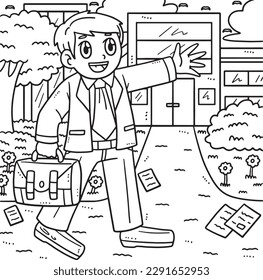 Labor Day Office Worker Coloring Page for Kids
