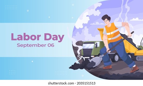 Labor Day on September 6 business brochure flyer banner design horizontal template vector, cover presentation abstract, modern publication poster and flag-banner.