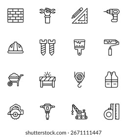 Labor Day outline icon set vector illustration