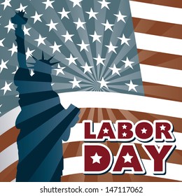 labor day  over american flag background vector illustration  