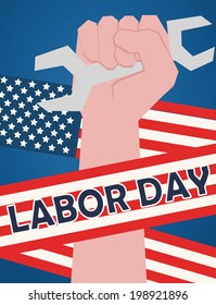 labor day over blue background vector illustration