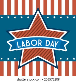 labor day over stripes background vector illustration