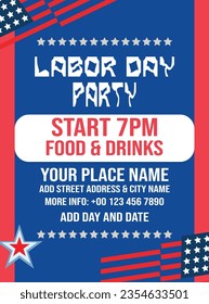 Labor day party celebration poster flyer  social media post design