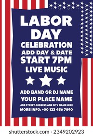 Labor day party night poster flyer social media post design