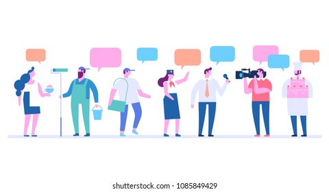 Labor Day. People of different occupations . Flat vector ilustration.
