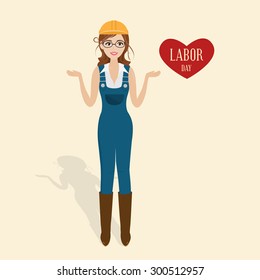 Labor day people with engineer style worker