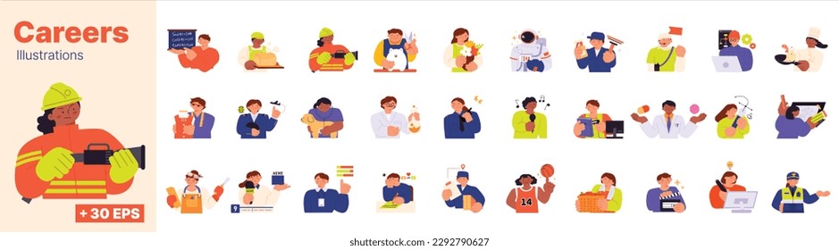 Labor Day. people who are working. Characters and uniforms of various occupational groups such as production workers, field workers, and office workers.