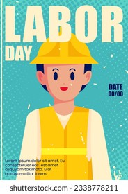 empleado de la caricatura de ilustraciones vectoriales azules del afiche de la jornada laboral