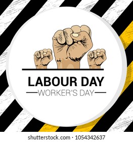 Labor Day Poster, banner, brochure or flyer design with stylish text 1st May Happy Labor Day on  background with yellow and white typography creative artwork