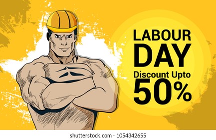 Labor Day Poster, banner, brochure or flyer design with stylish text 1st May Happy Labor Day on  background with yellow and white typography creative artwork