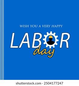 labor Day poster. Labor Day celebration with, Safety hard hat and Construction tools. Sale promotion advertising Poster or Banner for Labor Day, on blue background