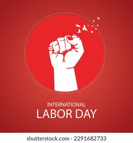 Labor Day poster. Labor Day celebration with,Safety hard hat and Construction tools.Sale promotion advertising Poster or Banner for Labor Day,bird hand, may day