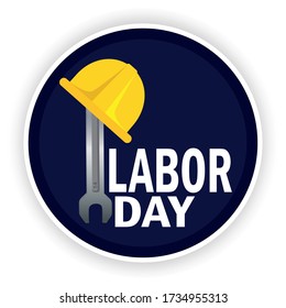 Labor day poster. Construction helmet and wrenchs - Vector illustration