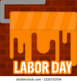 Labor day poster with a construction objects and text - Vector illustration