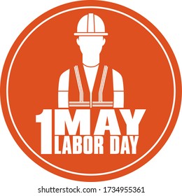 Afiche del Día del Trabajo. Caricatura de ingeniero - Ilustración vectorial