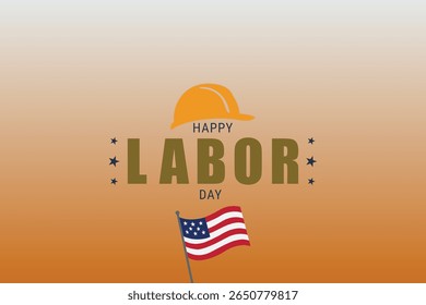 Labor Day Poster with Hard Hat and Large Bold Typography