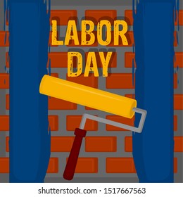 Labor day poster with a paint roller - Vector