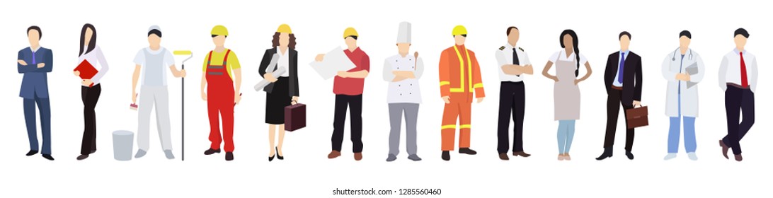 Labor Day poster with people of different professions on a white background.