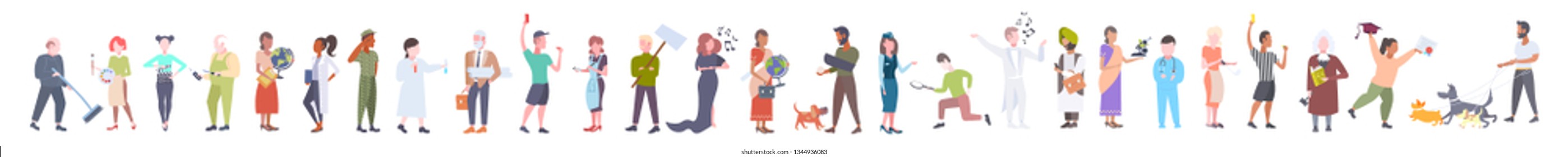 labor day poster people of different professional occupation, mix race workers