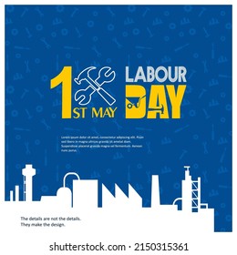 Labor Day poster template. Labor Day cards vector design with Labor Day typography integrated with workers equipment