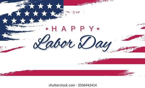 Labor Day poster template. US Labor Day celebration with American flag inscription and background. Sales promotion advertising poster or Banner for Labor Day
