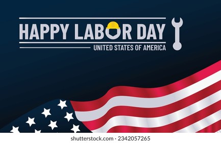 Labor Day poster template .USA Labor Day celebration with American flag. Vector illustration.