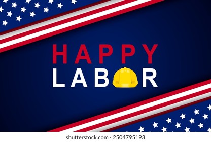 Plantilla del afiche del Día del Trabajo. Celebración del Día del Trabajo en Estados Unidos. Ilustración vectorial.