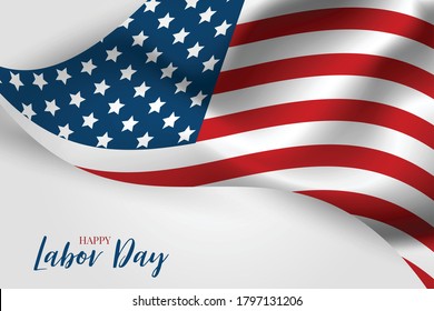 Labor Day poster. USA national federal holiday banner design. American flag background. Realistic vector illustration.