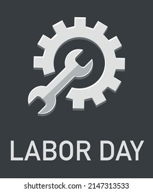 Labor Day Poster. Wheel and wrench icon.