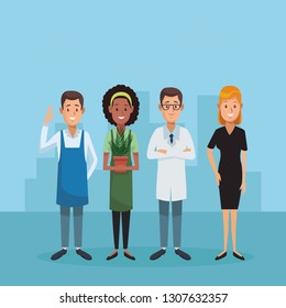 labor day professional people cartoon